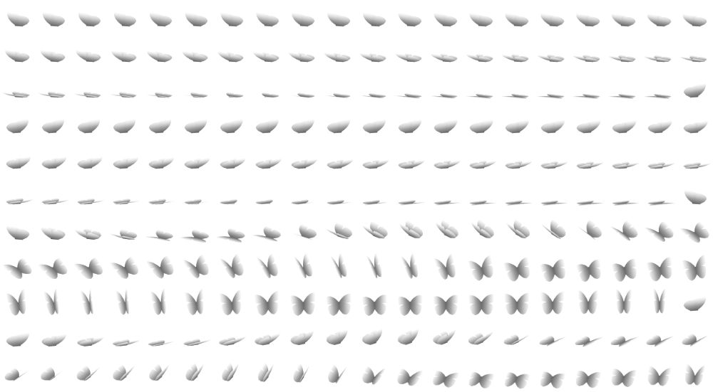 A sprite sheet of a butterfly animation.