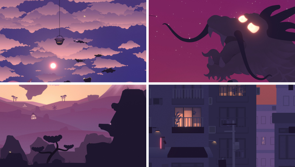 Screen shots showing 4 different areas of the game.