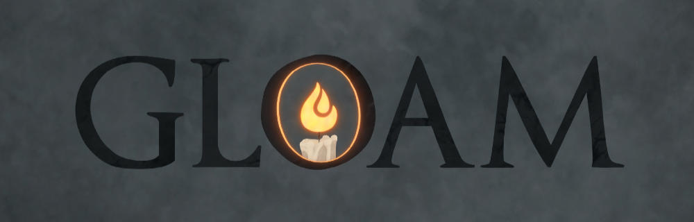 Gloam logotype with a candle inside of the &ldquo;O&rdquo;.