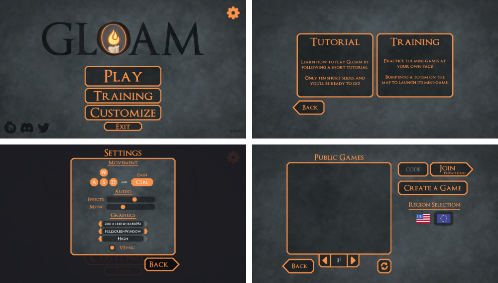 Gloam UI presentation.